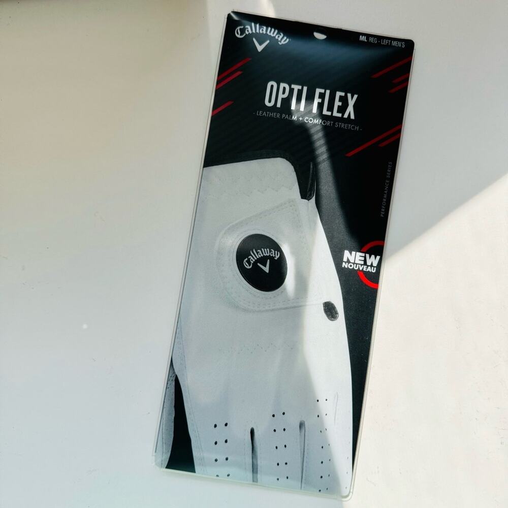 NEW MENS CALLAWAY White Premium Leather Palm Optiflex Golf Glove M L Regular - Picture 4 of 6